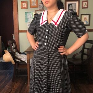 VTG Whirlaway Frocks Polka Dot Maxi Collared Dress